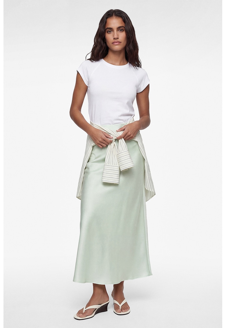 Fusta midi de satin - Verde menta