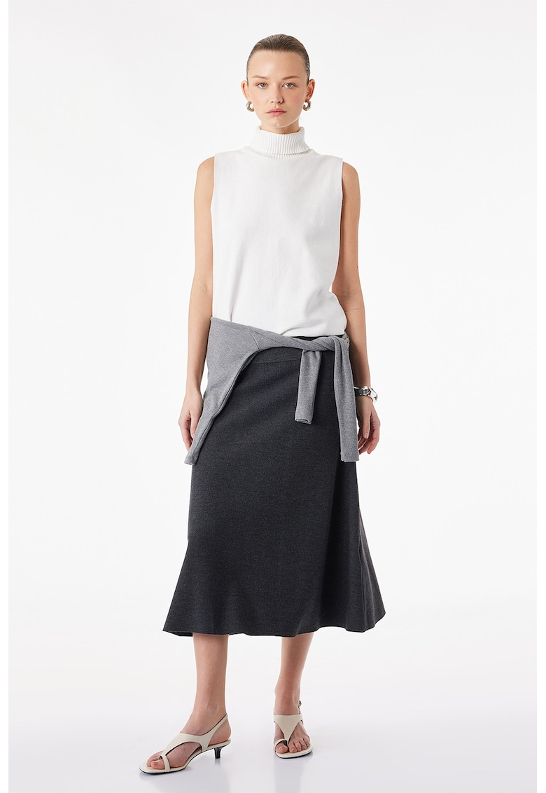 Fusta evazata midi - Gri inchis melange