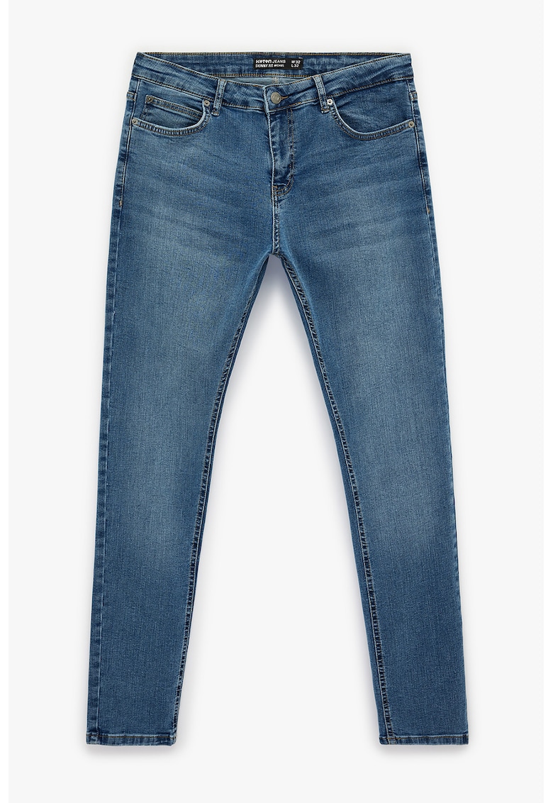 Blugi skinny cu talie medie - Albastru melange