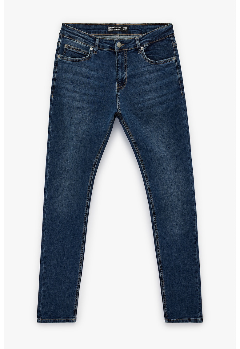 Blugi skinny cu talie medie - Albastru inchis