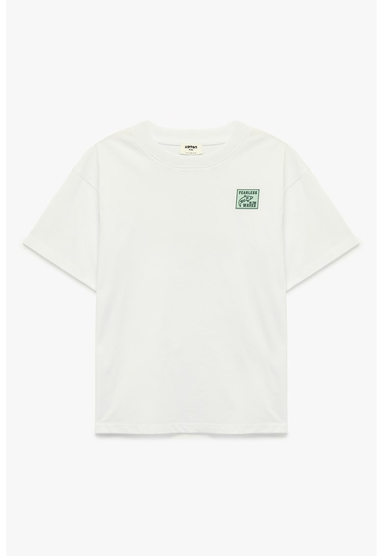 Tricou de bumbac cu imprimeu text - Verde/Alb murdar