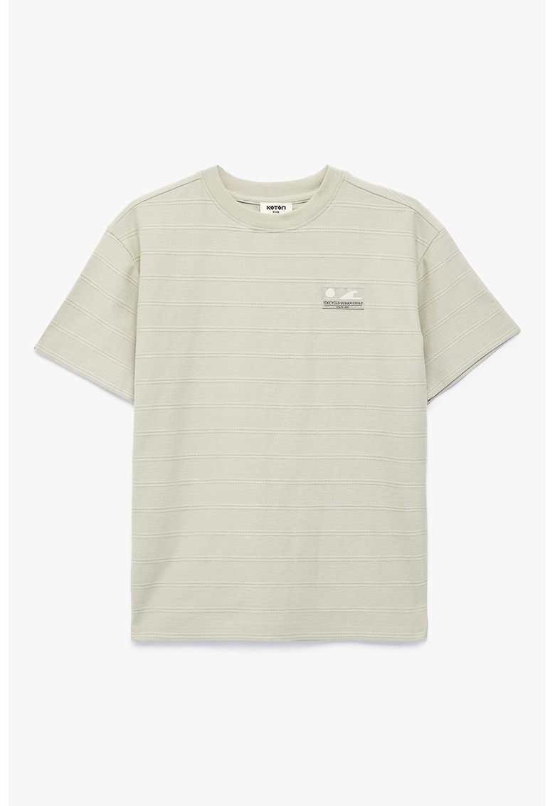 Tricou de bumbac cu decolteu la baza gatului - Verde pal