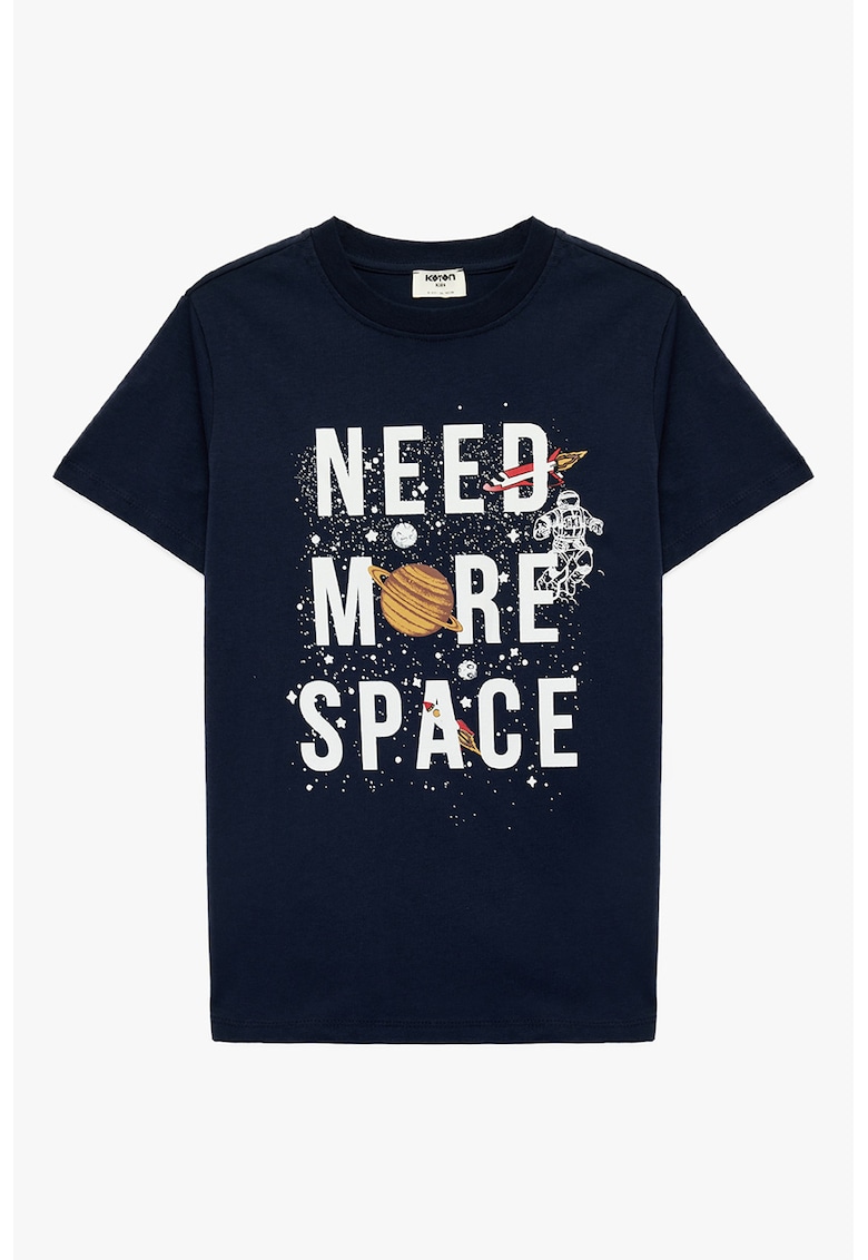 Tricou de bumbac cu imprimeu - Alb/Albastru ultramarin