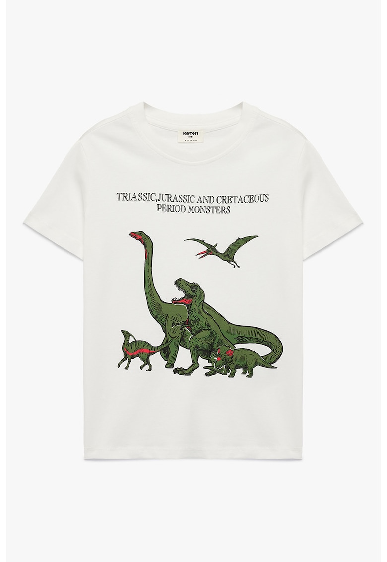 Tricou cu dinozaur - Alb/Verde