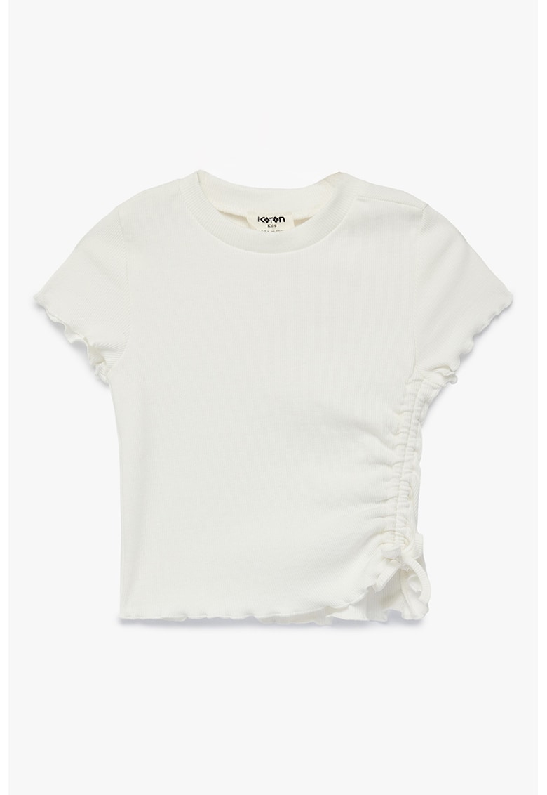 Tricou cu fronseu lateral - Alb murdar