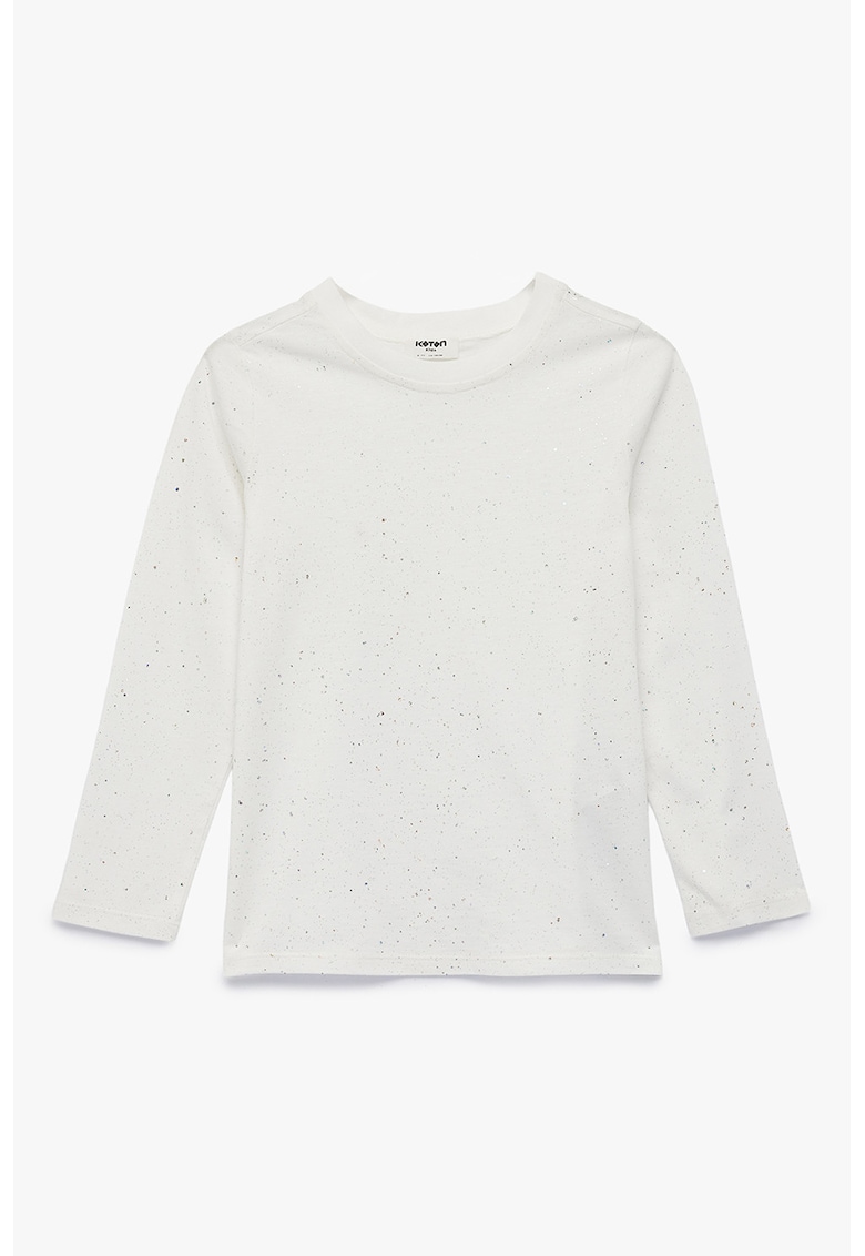 Bluza cu decolteu la baza gatului si pete decorative - Alb murdar