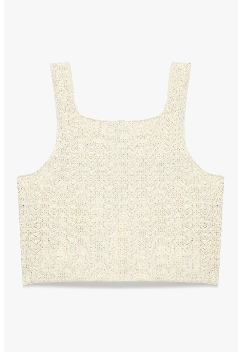 Top crosetat cu decolteu patrat - Bej