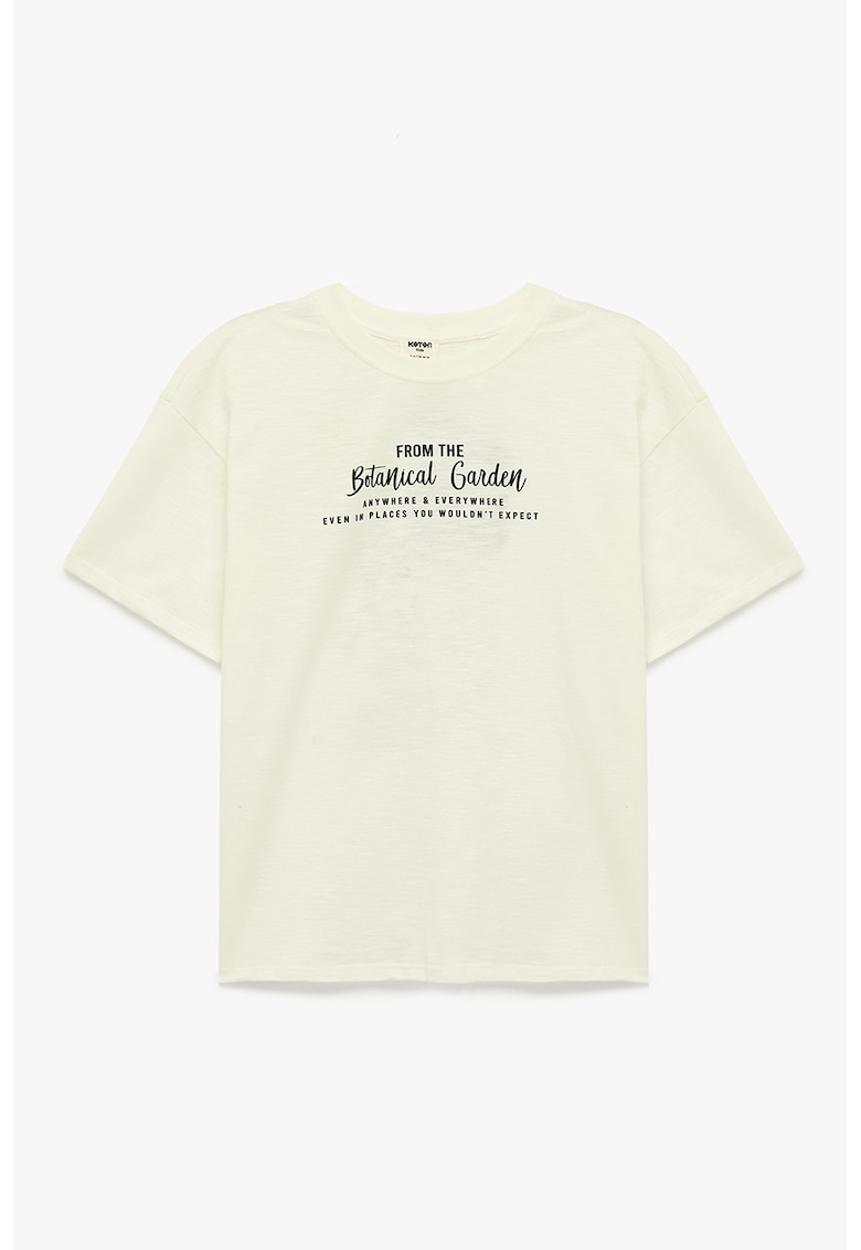 Tricou cu imprimeu text - Alb fildes/Negru