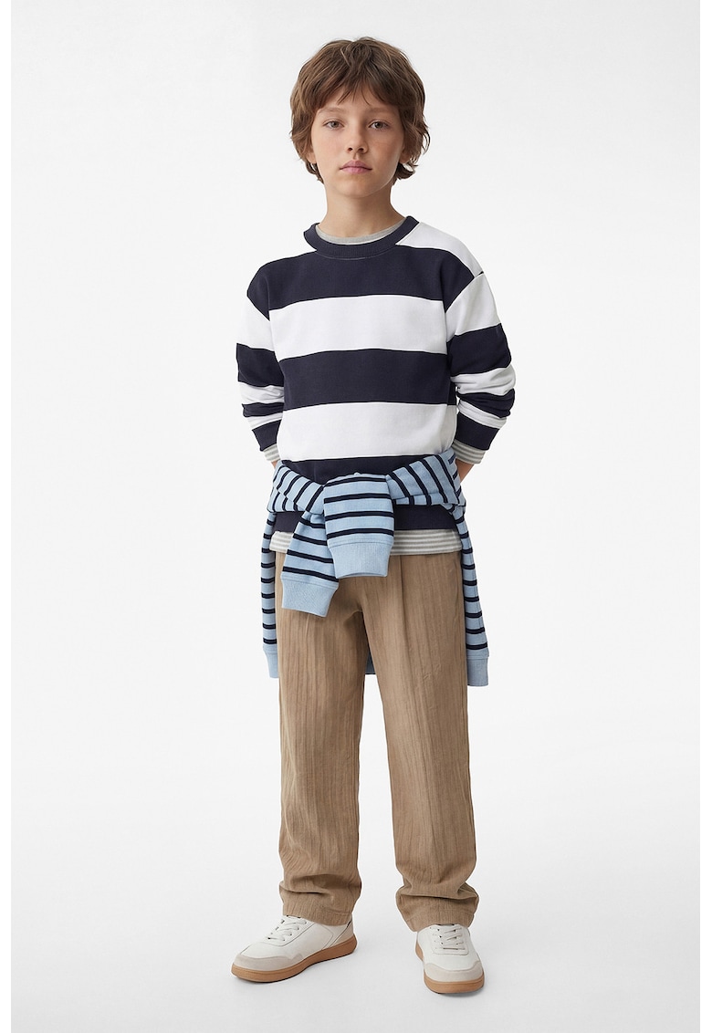 Bluza de trening din amestec de bumbac cu dungi - Alb/Bleumarin