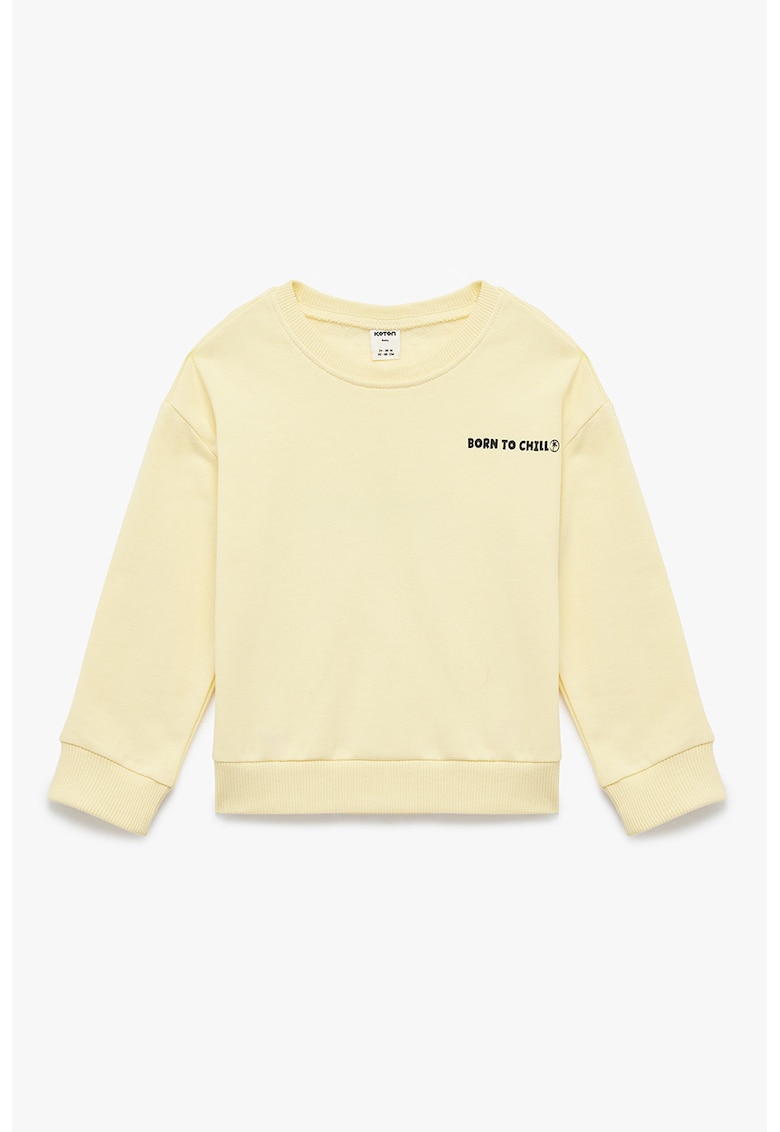 Bluza de trening cu maneci cazute si model uni - Galben pal