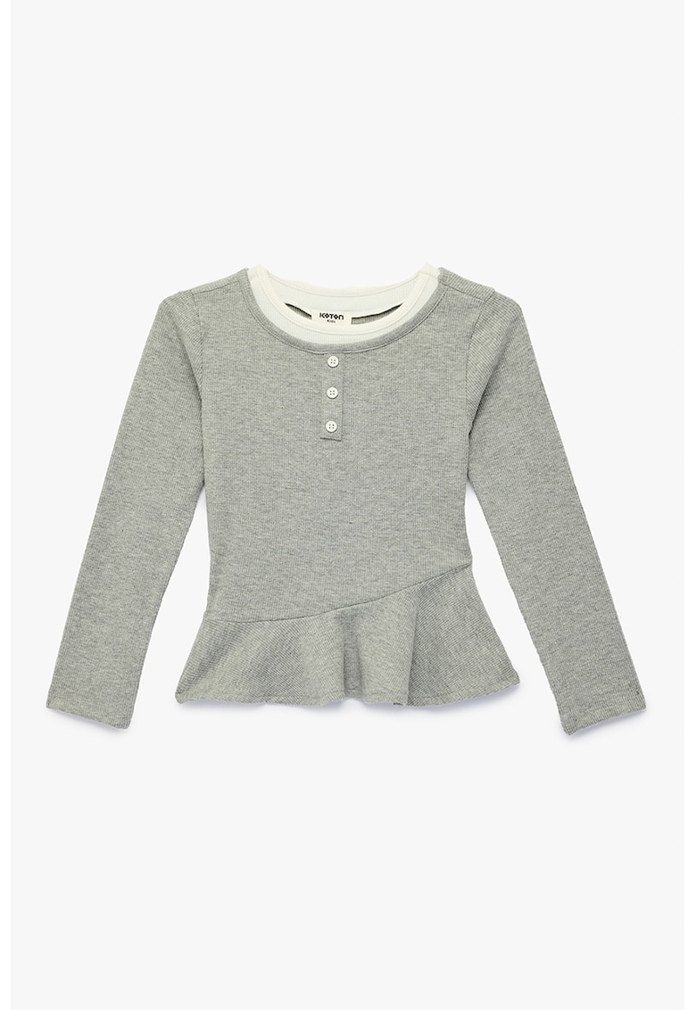 Bluza striata cu volane - Gri melange