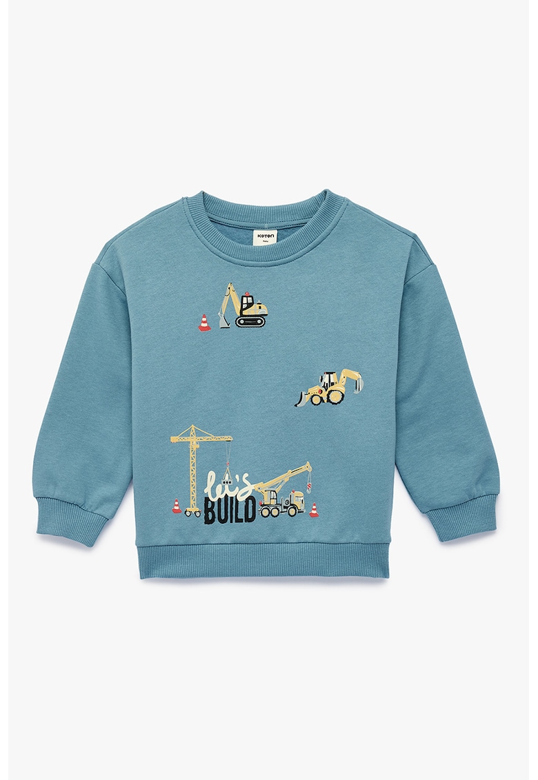 Bluza de trening din amestec de bumbac cu imprimeu grafic - Portocaliu pastel/Albastru marin