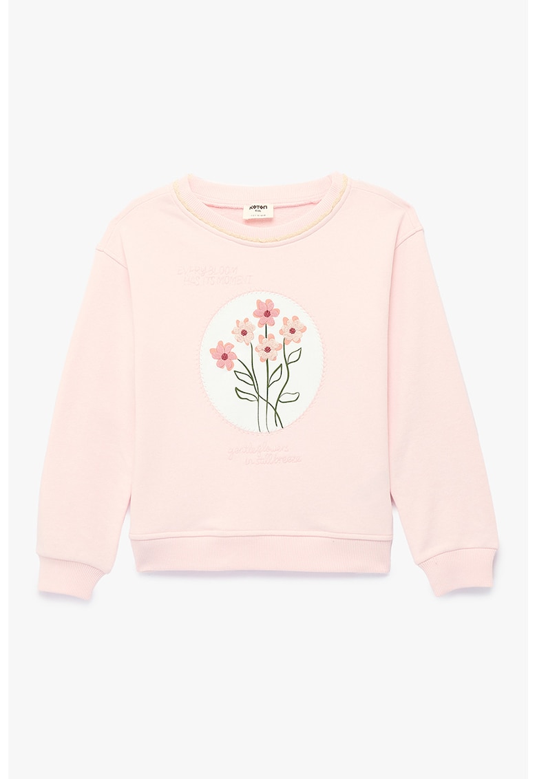 Bluza de trening cu imprimeu floral - Alb/Roz pastel