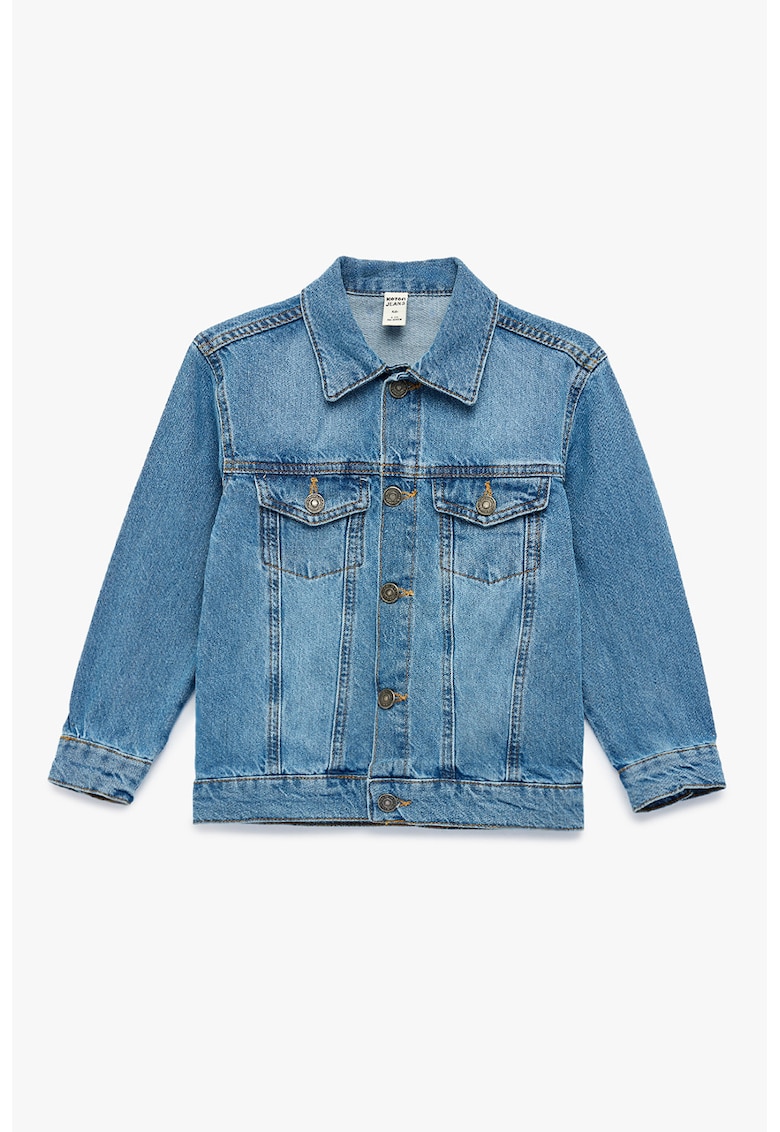 Jacheta din denim cu buzunare pe piept - Albastru pastel