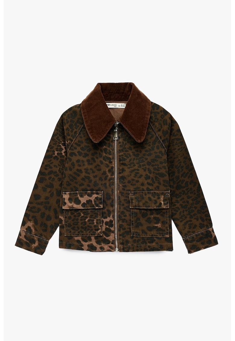 Jacheta supradimensionata cu animal print - Negru/Maro