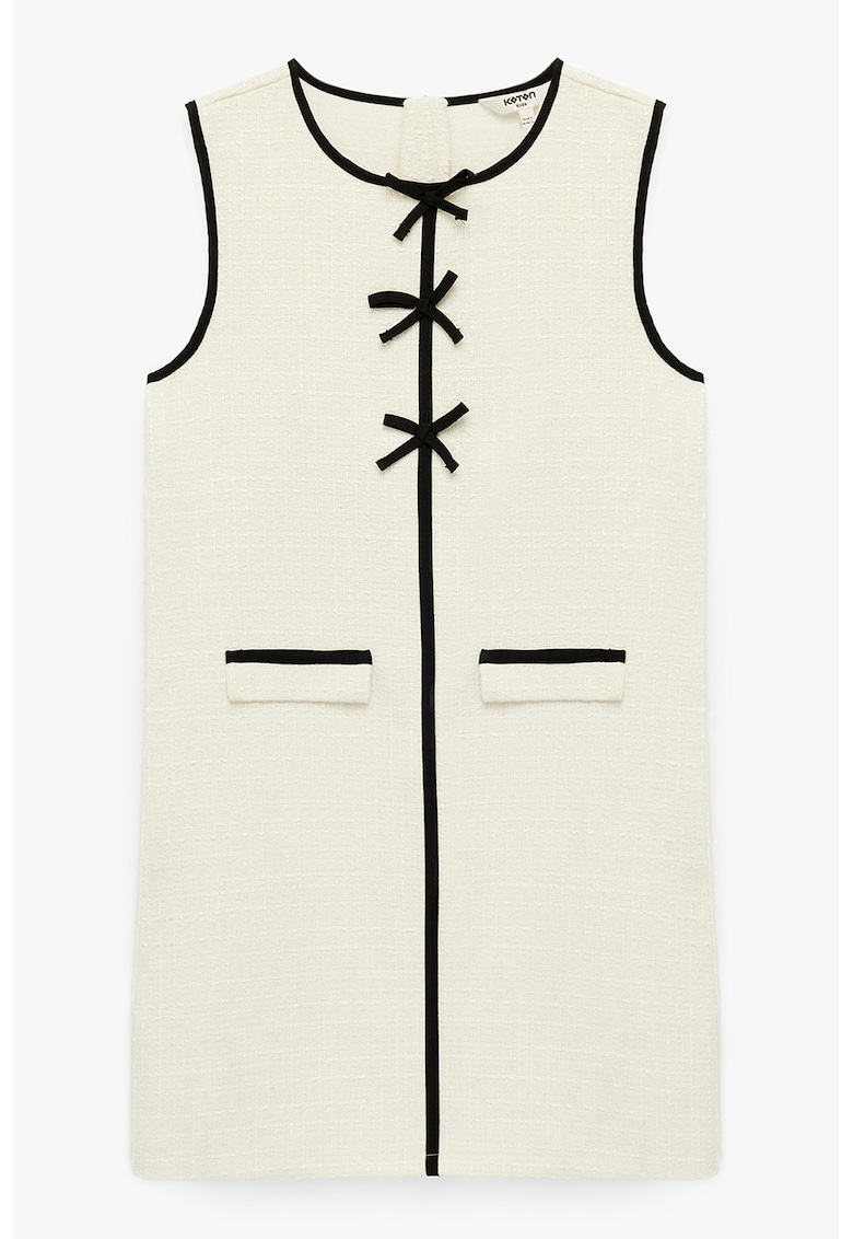 Rochie dreapta cu detalii contrastante - Negru/Crem