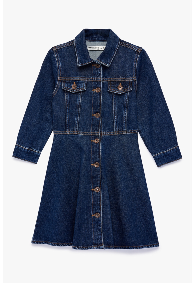 Rochie din denim cu nasturi - Bleumarin