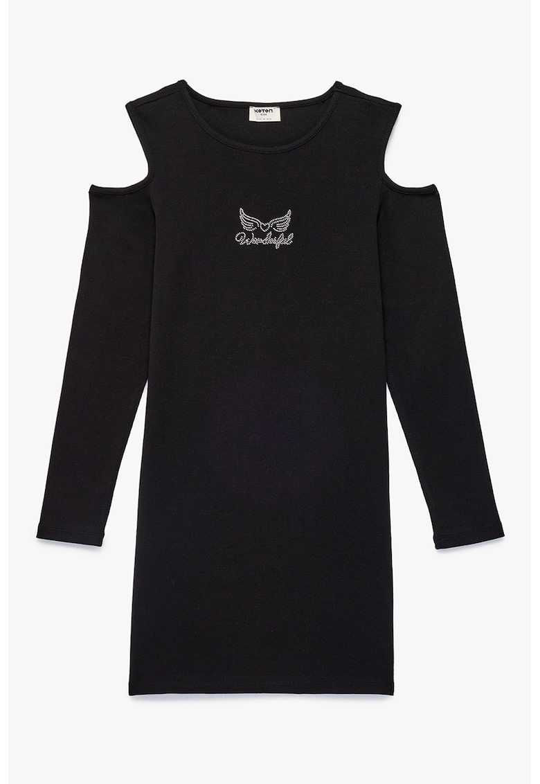 Rochie striata cu strasuri - Negru