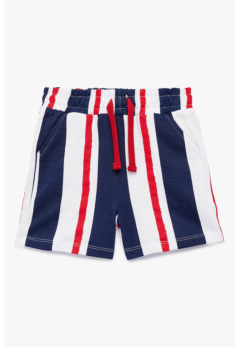 Pantaloni scurti de bumbac cu dungi - Rosu/Alb/Bleumarin