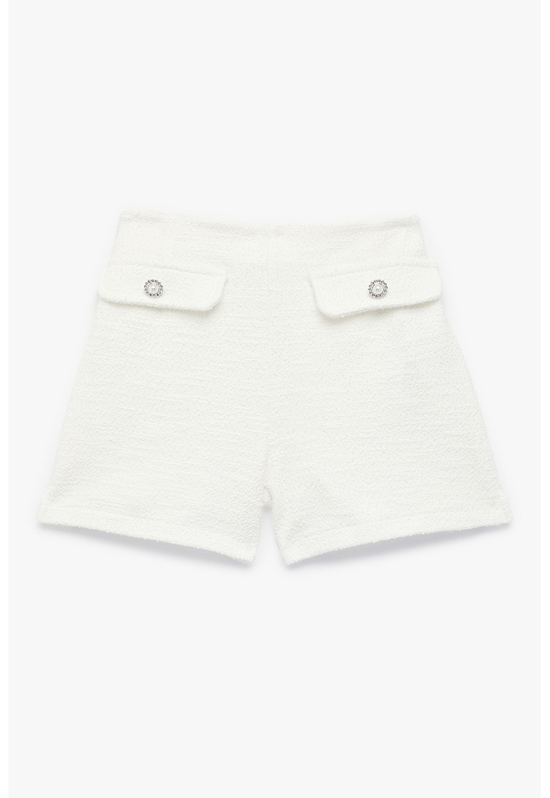 Pantalomi scurti din tuid cu croiala regular-fit - Alb fildes