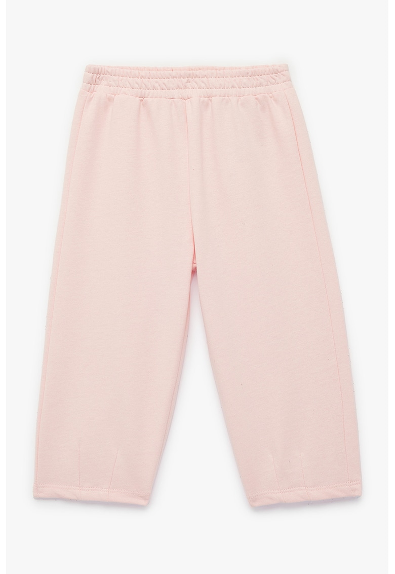 Pantaloni de trening din amestec de bumbac cu banda elastica in talie - Roz pastel
