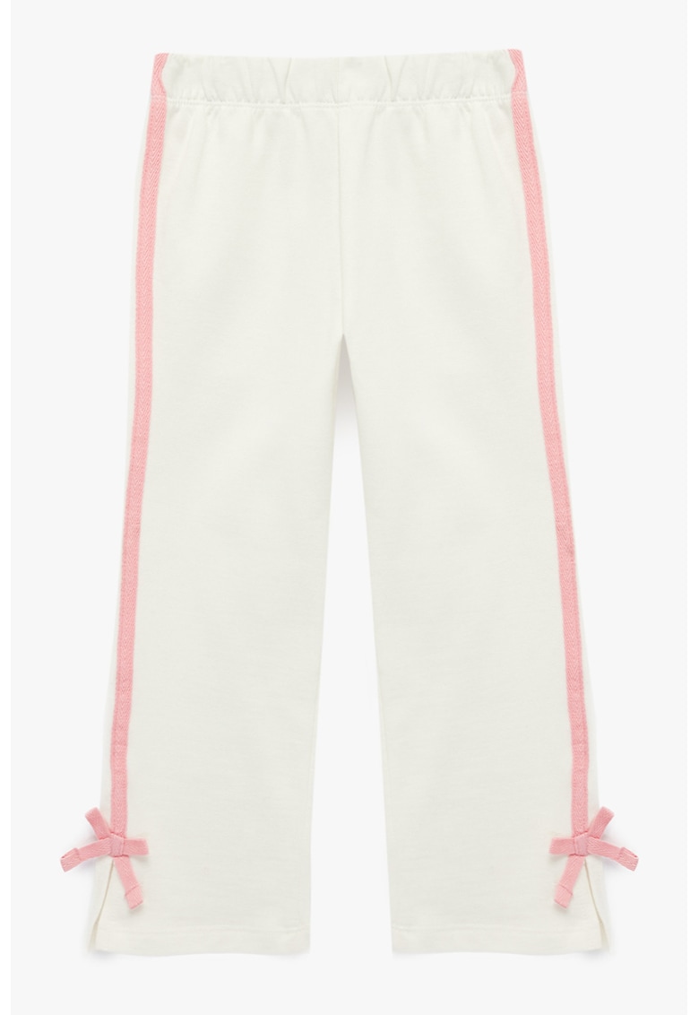 Pantaloni de trening din bumbac cu banda elastica in talie - Alb murdar/Roz