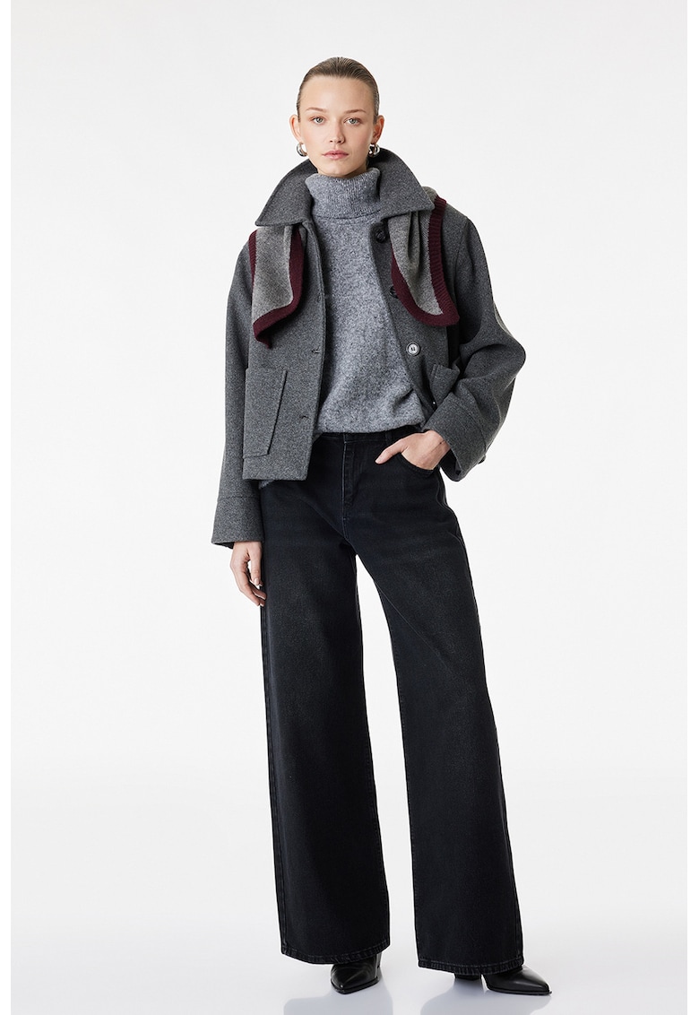 Jacheta cu nasturi si buzunare frontale - Gri antracit