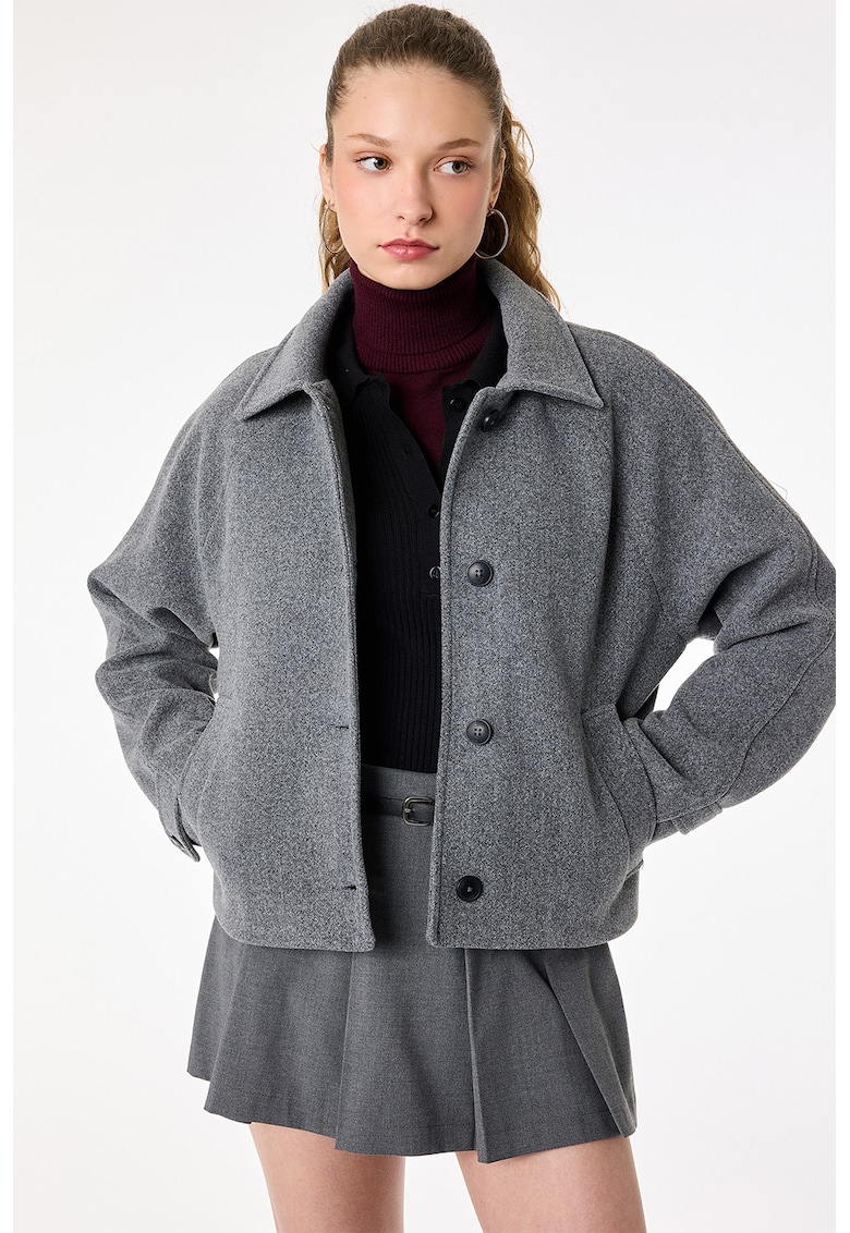 Jacheta lejera cu buzunare oblice - Gri melange