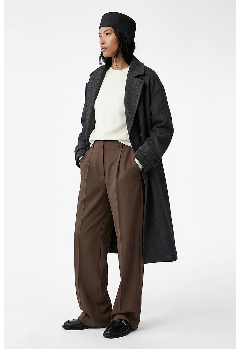 Palton supradimensionat cu doua randuri de nasturi - Gri antracit