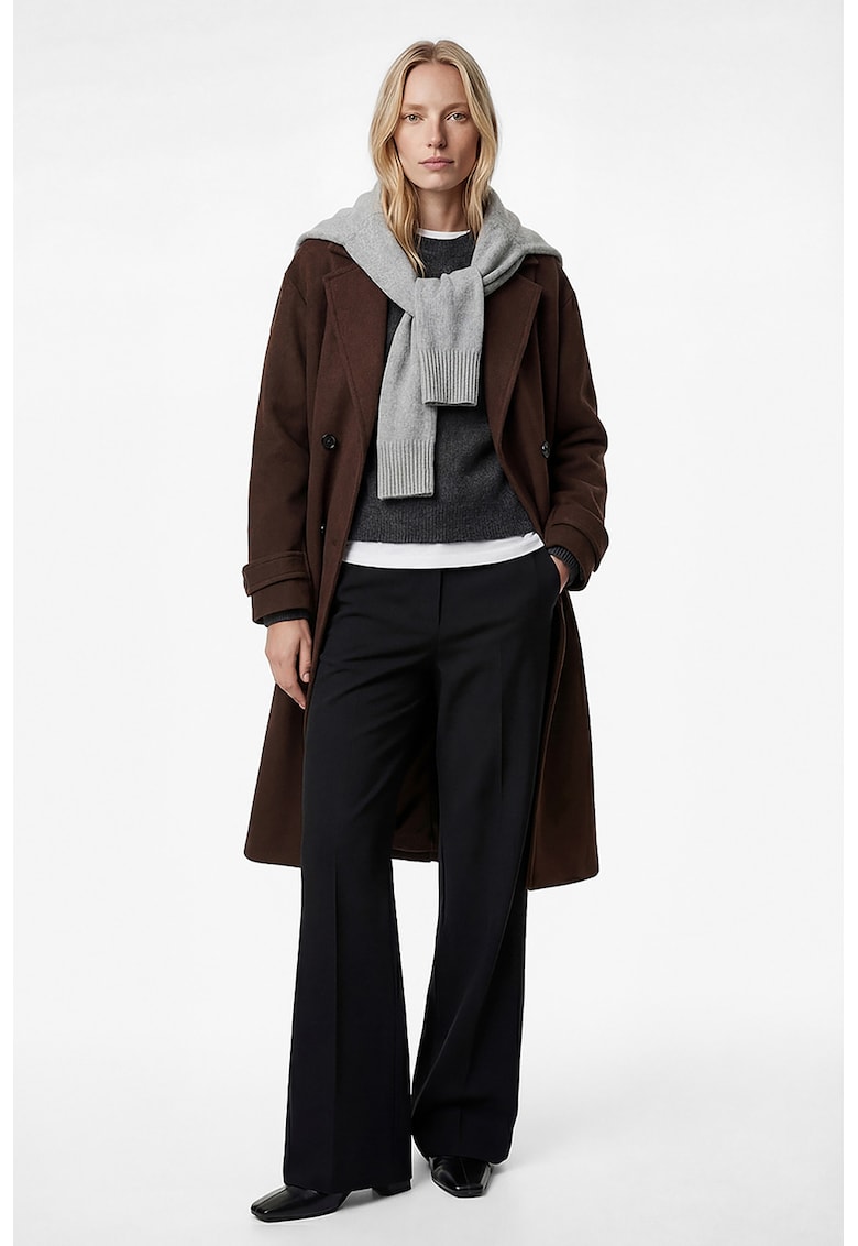 Palton supradimensionat cu doua randuri de nasturi - Maro inchis