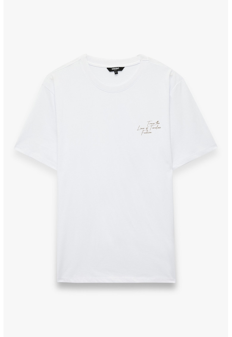 Tricou de bumbac cu maneci cazute - Alb