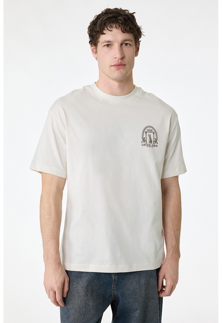 Tricou cu imprimeu grafic - Bej deschis