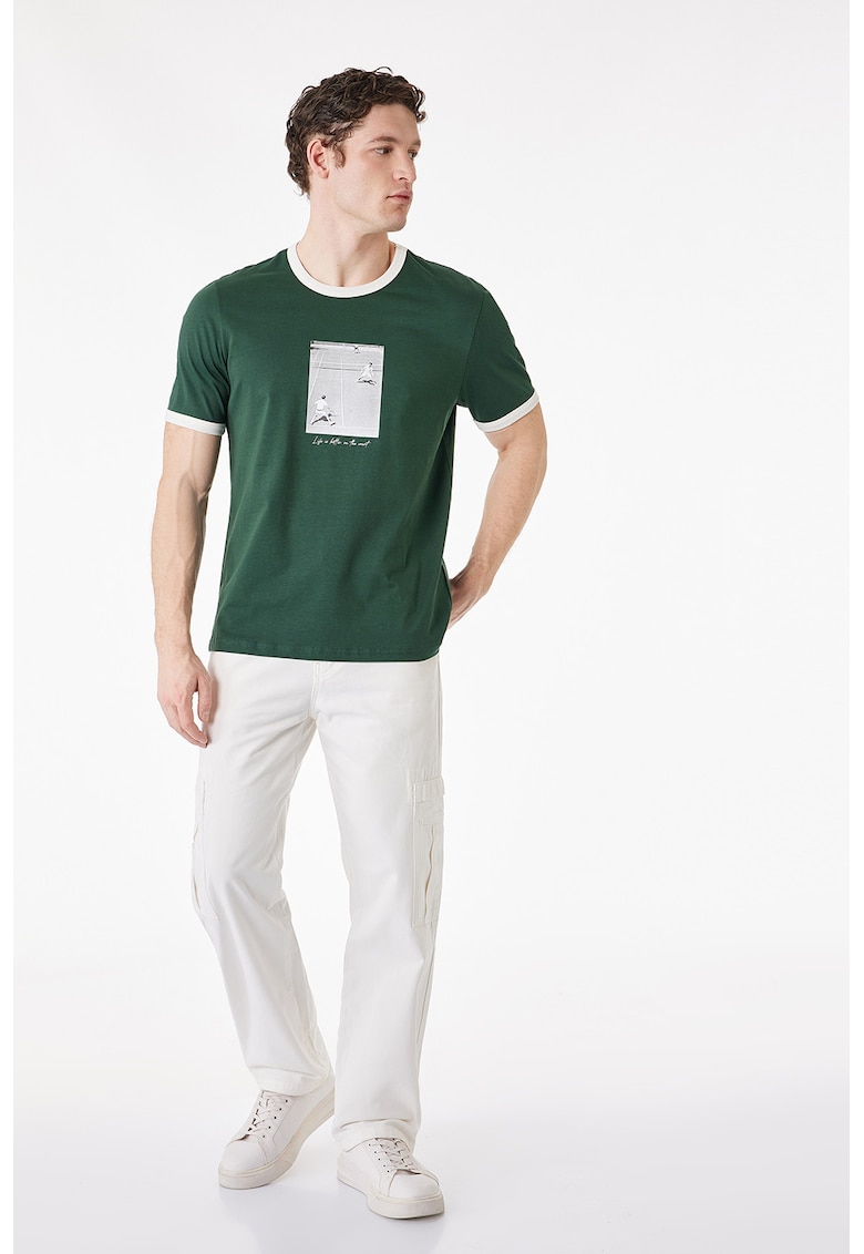 Tricou cu imprimeu foto - Alb/Verde englez
