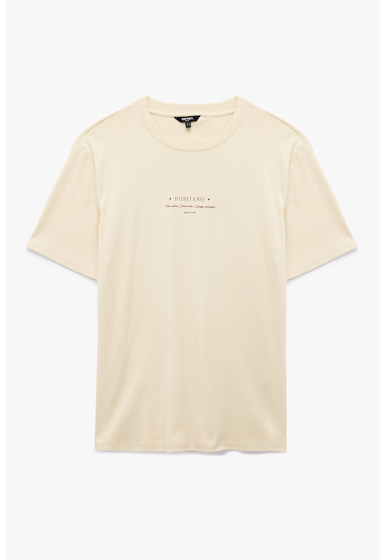 Tricou din bumbac cu imprimeu pe partea din spate - Bej