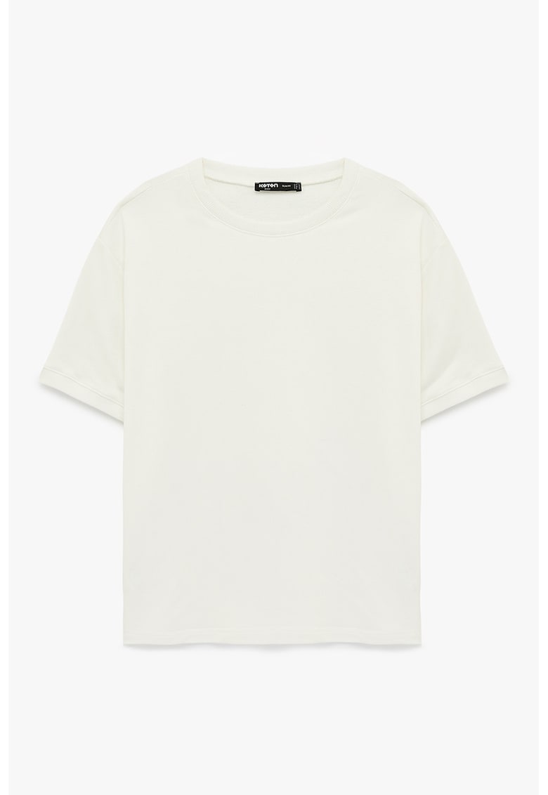 Tricou uni cu maneci cazute - Alb fildes