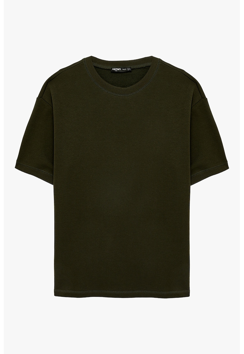 Tricou uni cu maneci cazute - Kaki inchis