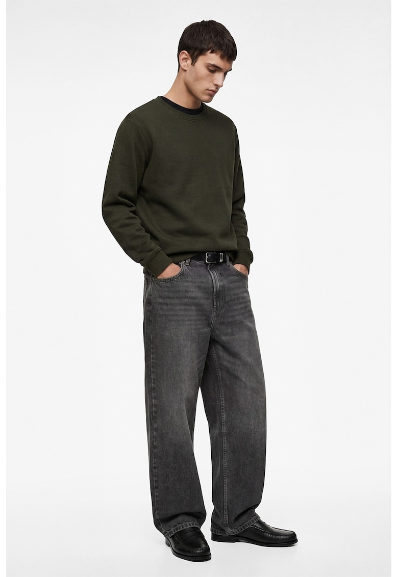 Bluza uni de trening cu decolteu la baza gatului - Verde padure