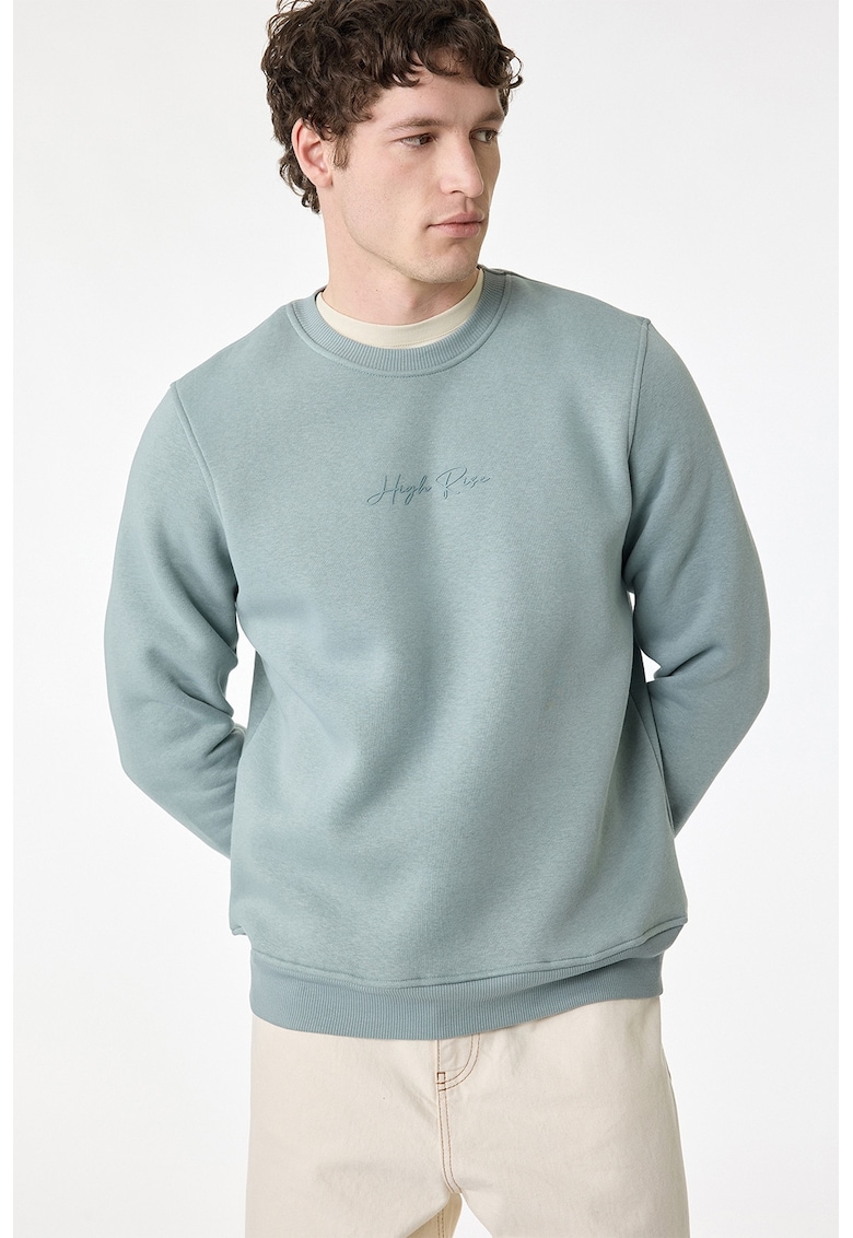 Bluza regular fit de trening cu decolteu la baza gatului