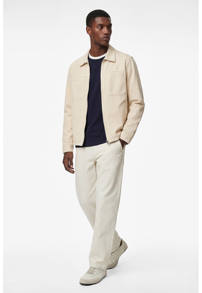 Jacheta regular fit cu fermoar si buzunare pe piept - Bej