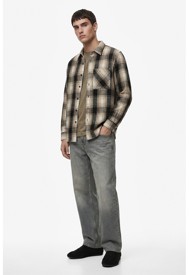 Jacheta-camasa in carouri - Negru/Maro deschis