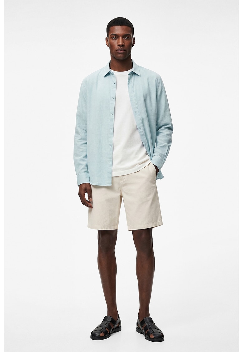 Camasa texturata de bumbac - Verde menta