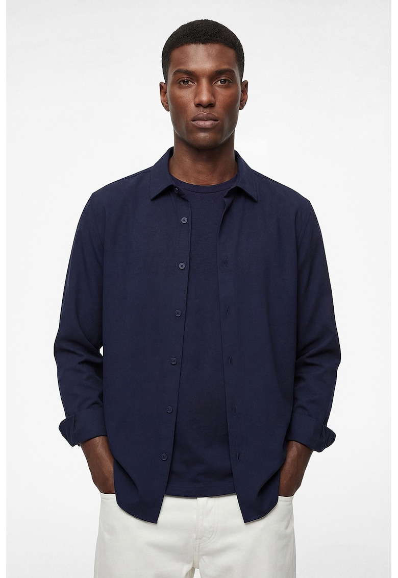 Camasa cu maneci lungi si guler clasic - Bleumarin