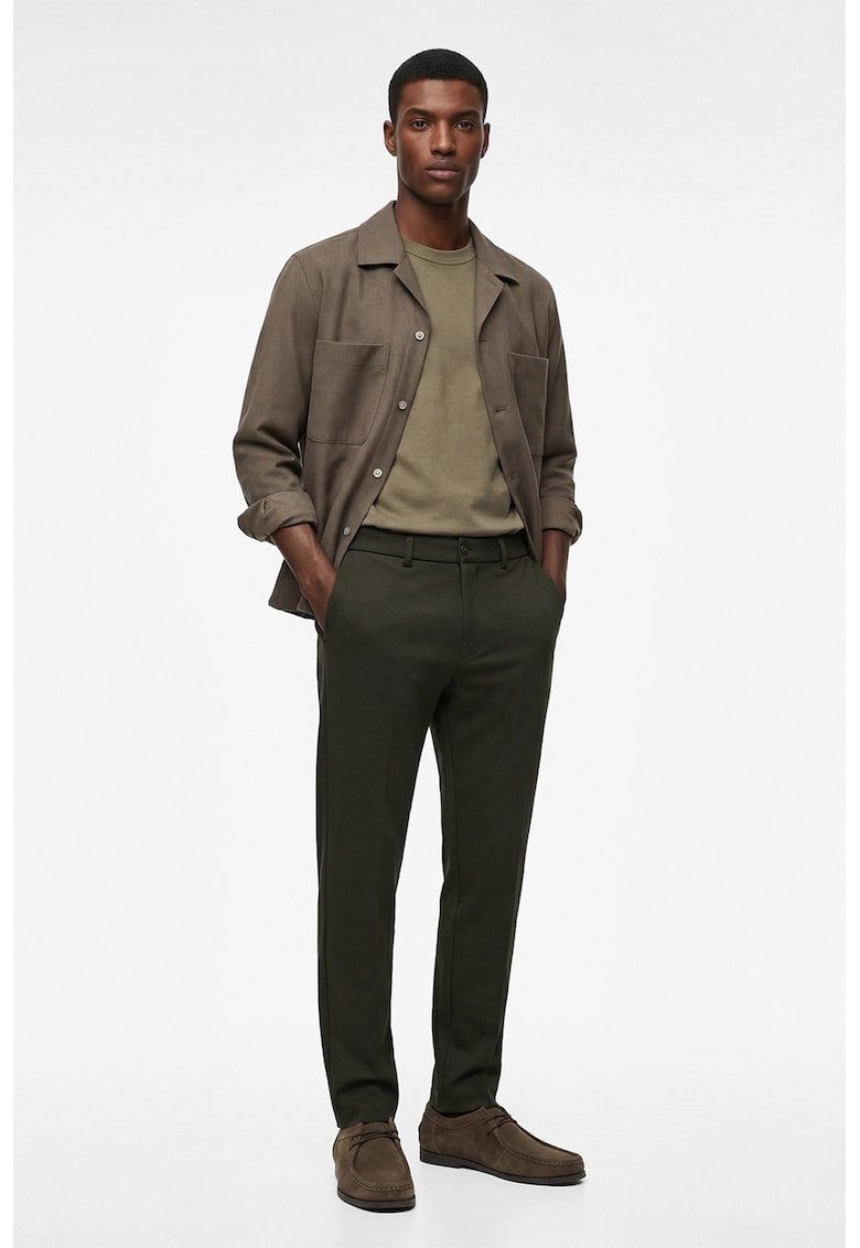 Pantaloni chino cu talie medie - Kaki inchis