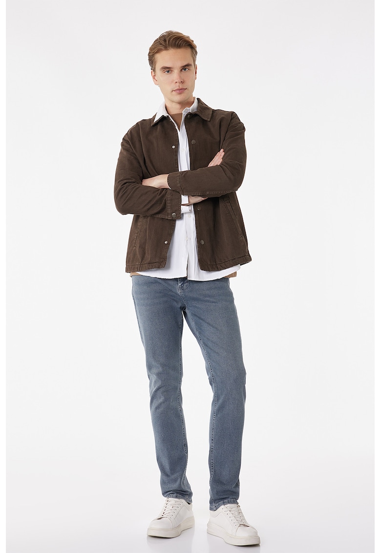 Blugi slim fit cu talie medie - Albastru prafuit