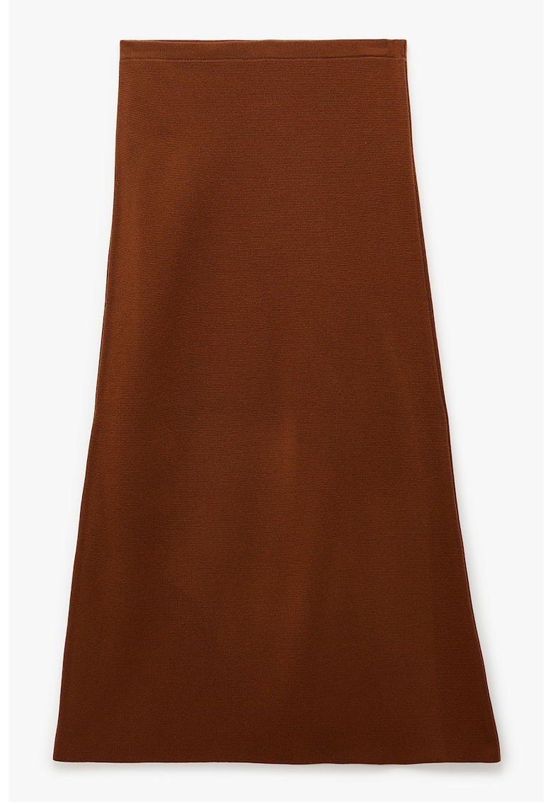 Fusta midi cu croiala pe bie si buline - Alb/Visiniu