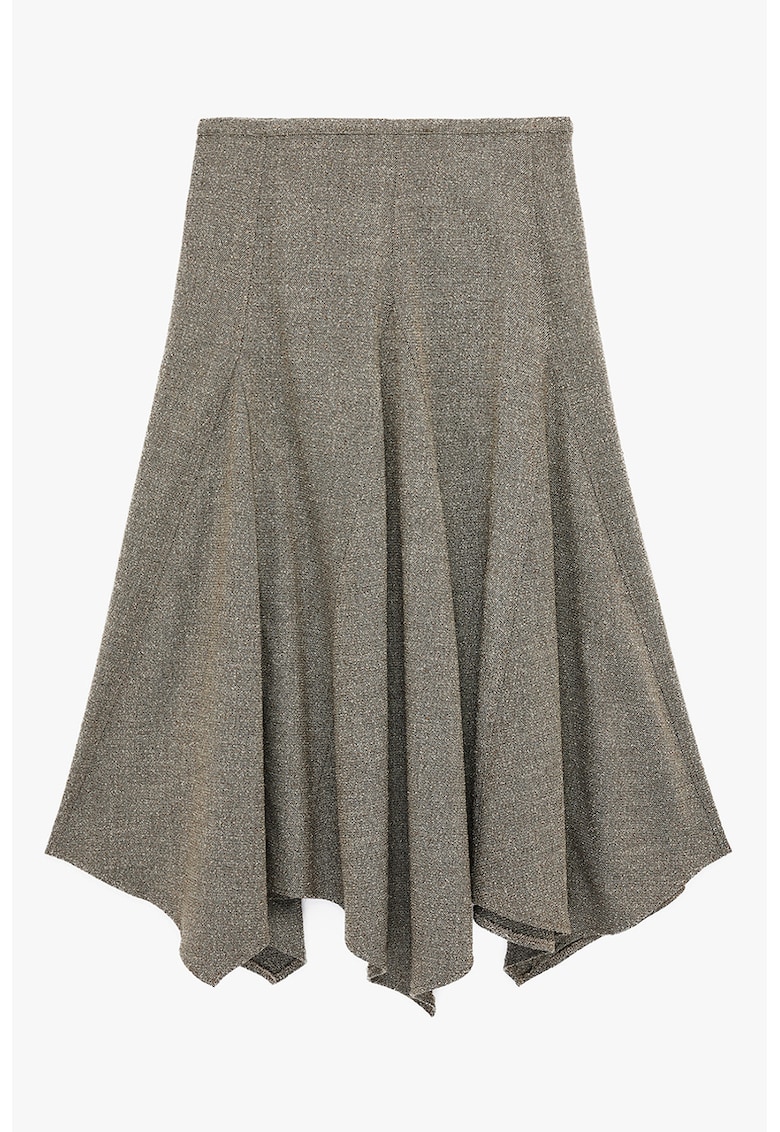 Fusta midi cu croiala pe bie - Maro taupe deschis