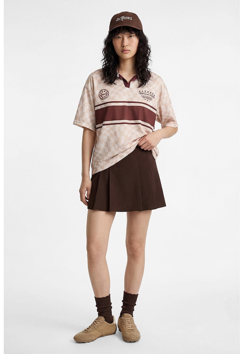 Fusta-pantalon mini cu pliuri - Maro inchis