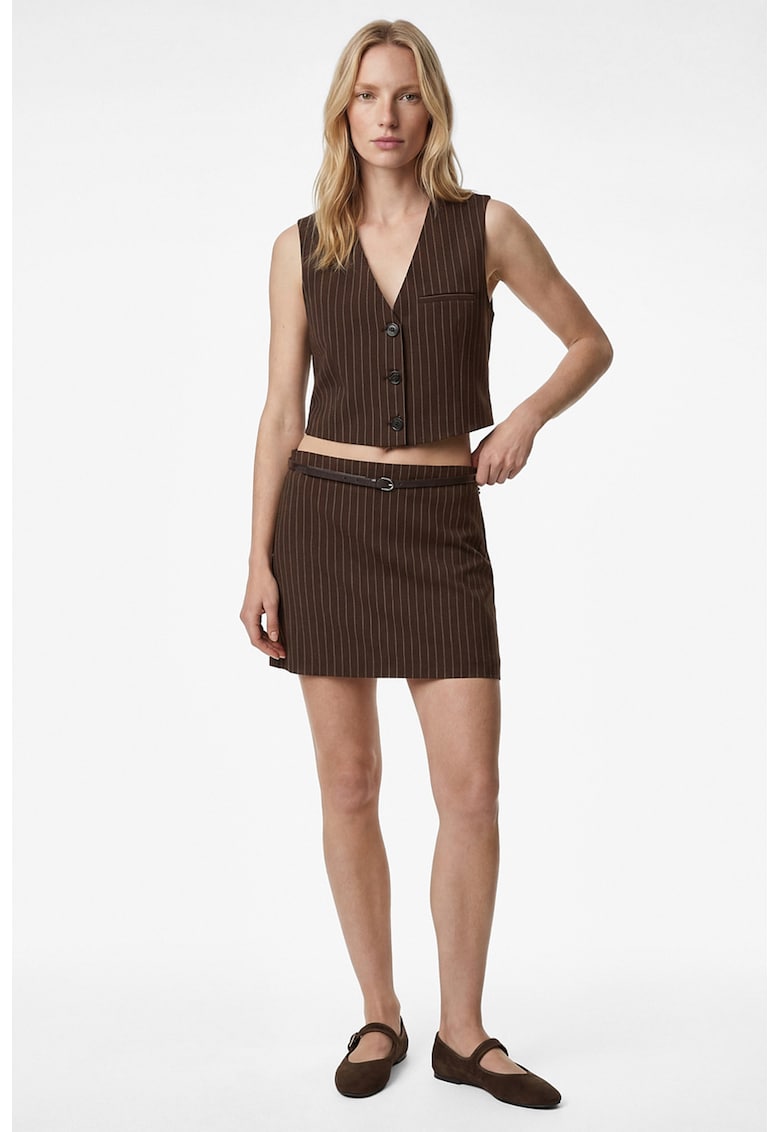 Fusta mini cu dungi - Maro inchis