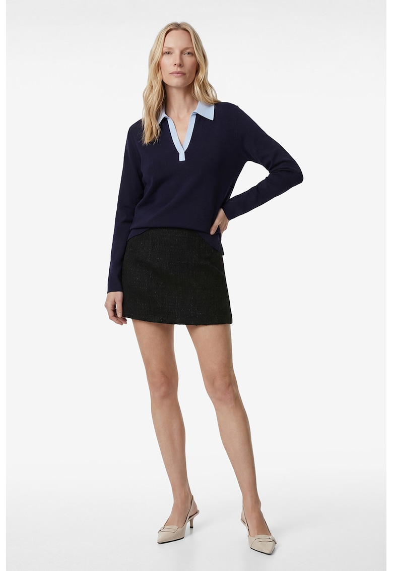 Fusta mini din tuid - Negru melange