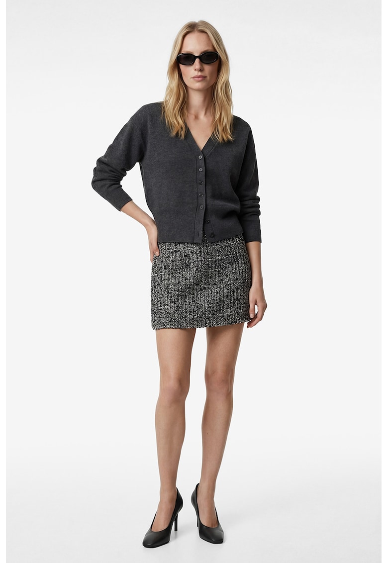 Fusta mini din tuid - Alb/Negru